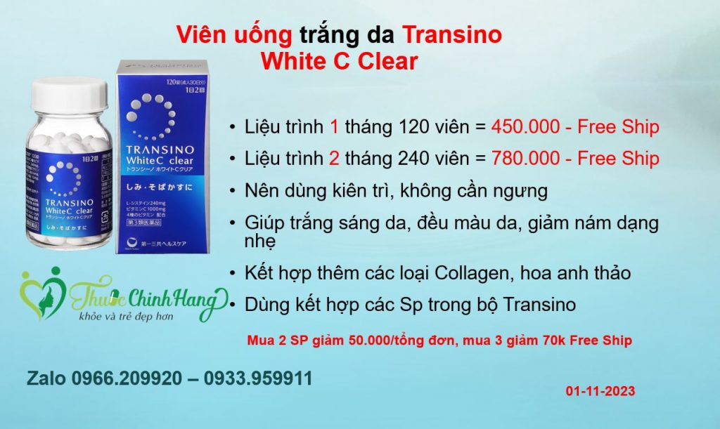 Transino white c clear có tác dụng gì